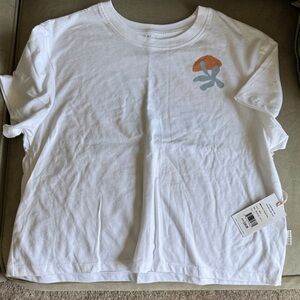 Free Fly Apparel White Tee with Orange and Gray Design